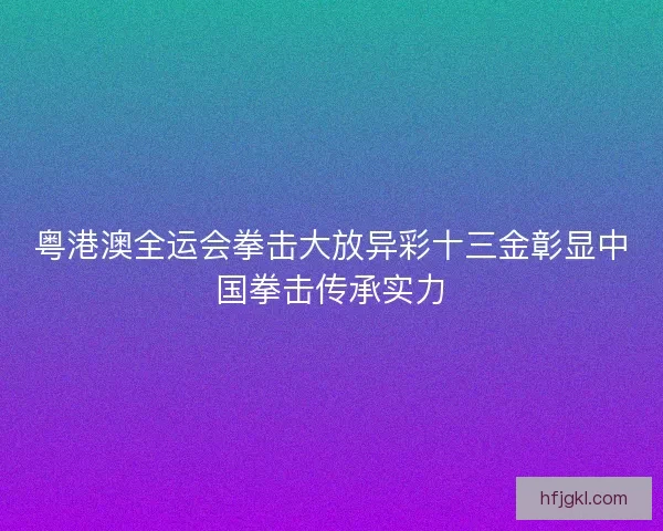 粤港澳全运会拳击大放异彩十三金彰显中国拳击传承实力