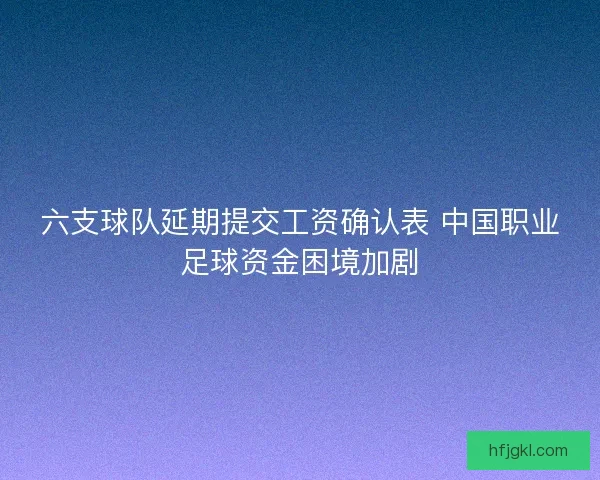 六支球队延期提交工资确认表 中国职业足球资金困境加剧 六支球队延期提交工资确认表 中国职业足球资金困境加剧